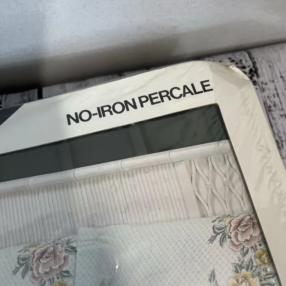 Vintage Monticello Cannon 3pc Twin Sheet Set Pillowcase Orange Yellow Floral 692